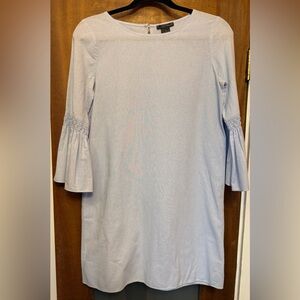 Aqua Women’s Light Blue Smocked Elasticated Bell Sleeve Shift Dress Chambray S